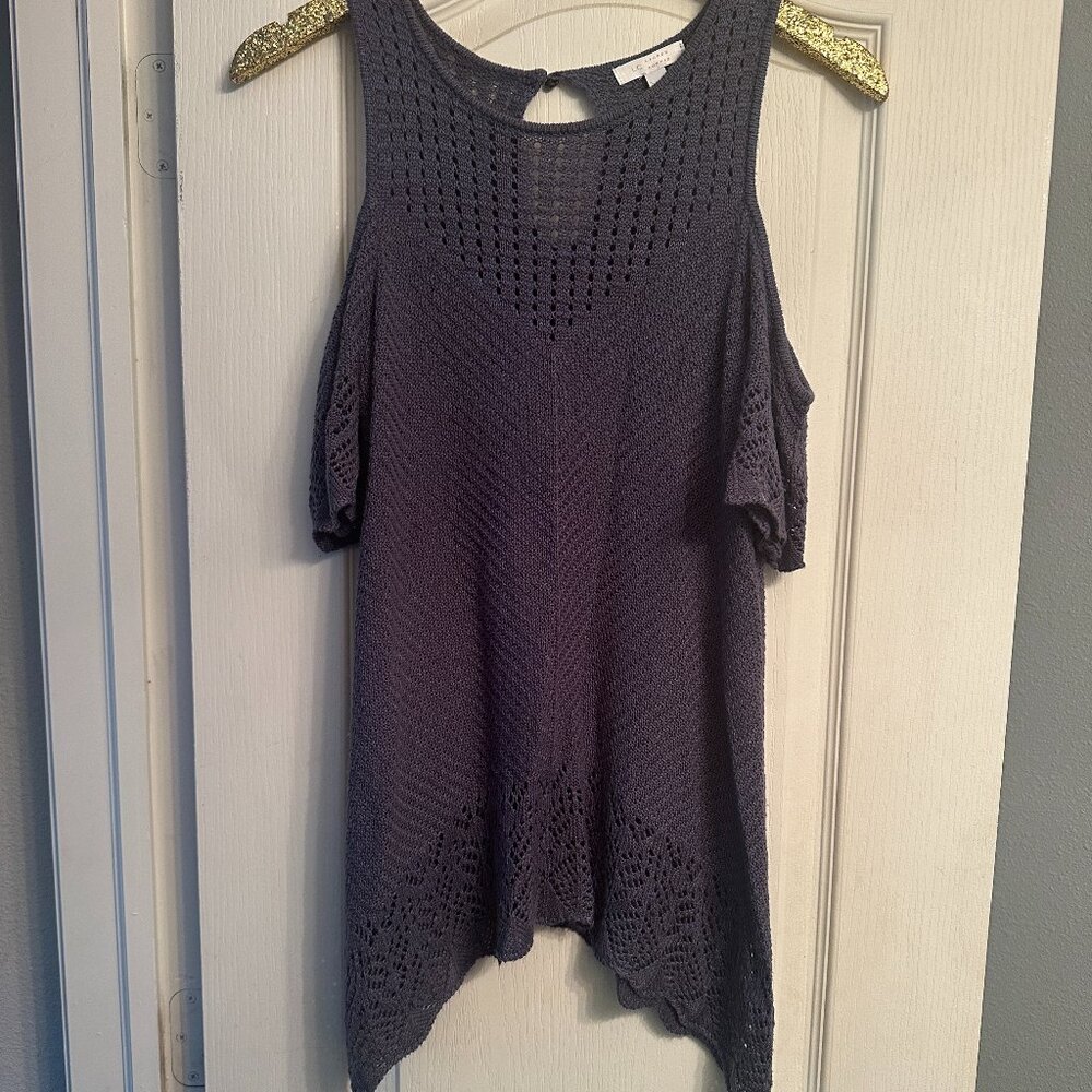 LC Lauren Conrad Blue‎ Cold Shoulder Sweater Size Medium